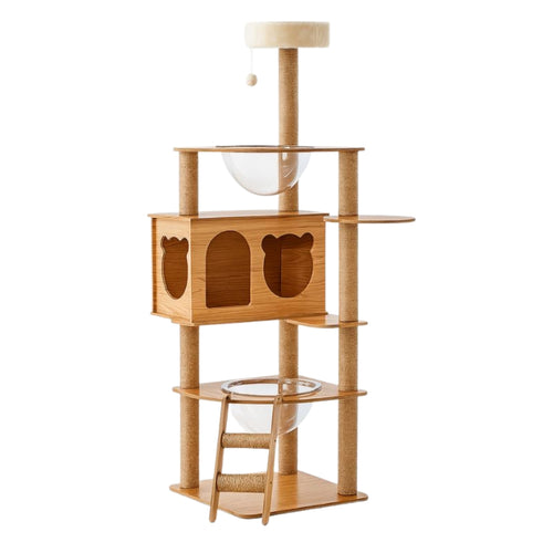 Arbre à chat en bois naturel