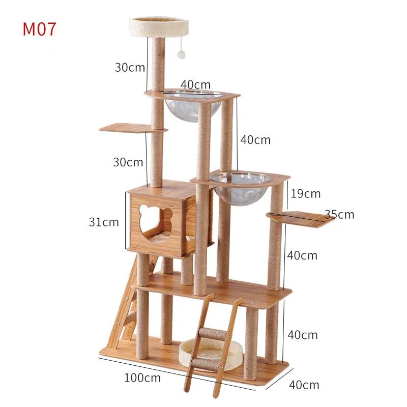 Arbre à chat en bois naturel