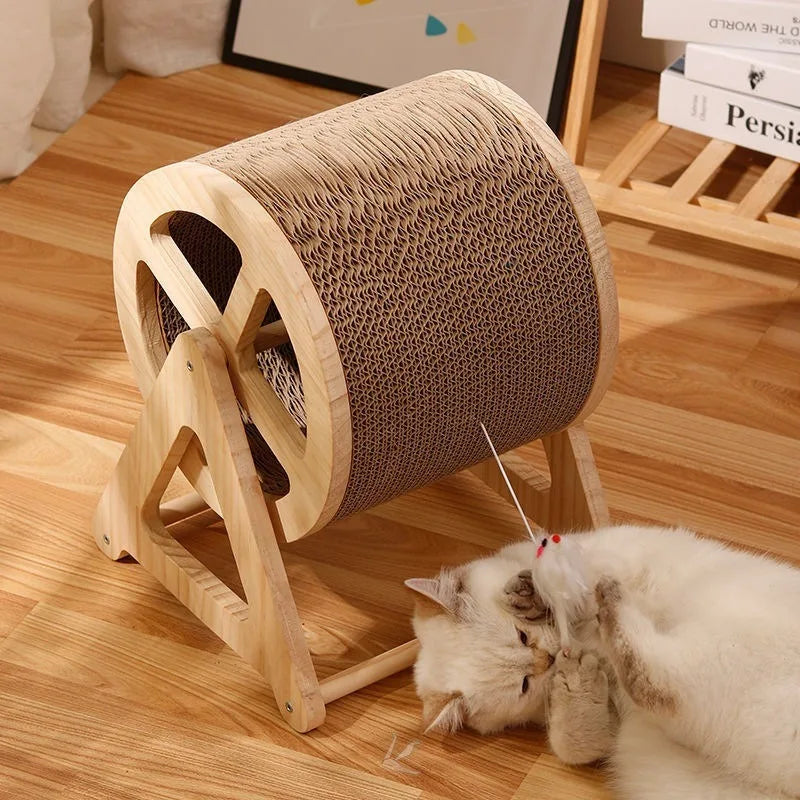 Roue d’activité pour chat en bois