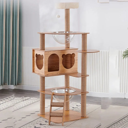 Arbre à chat en bois naturel