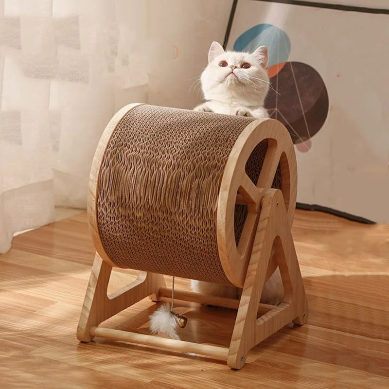 Roue d’activité pour chat en bois