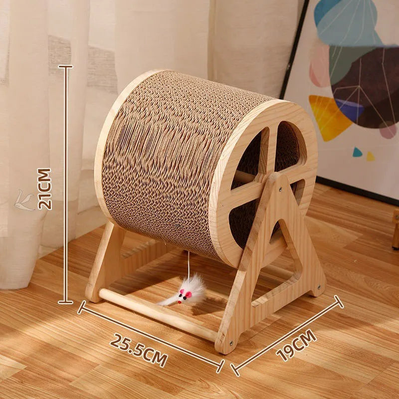 Roue d’activité pour chat en bois
