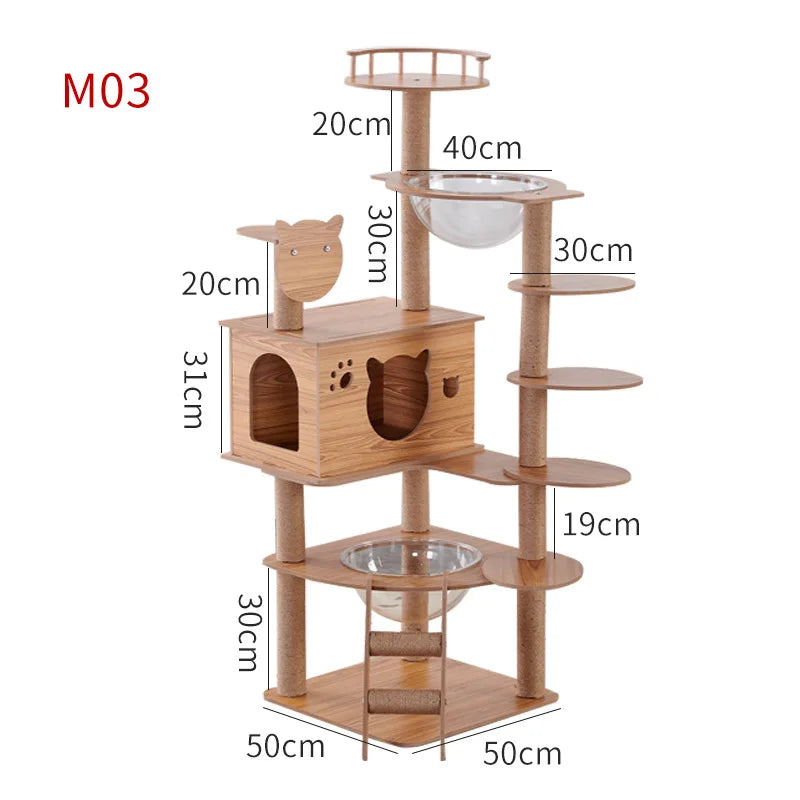 Arbre à chat en bois naturel