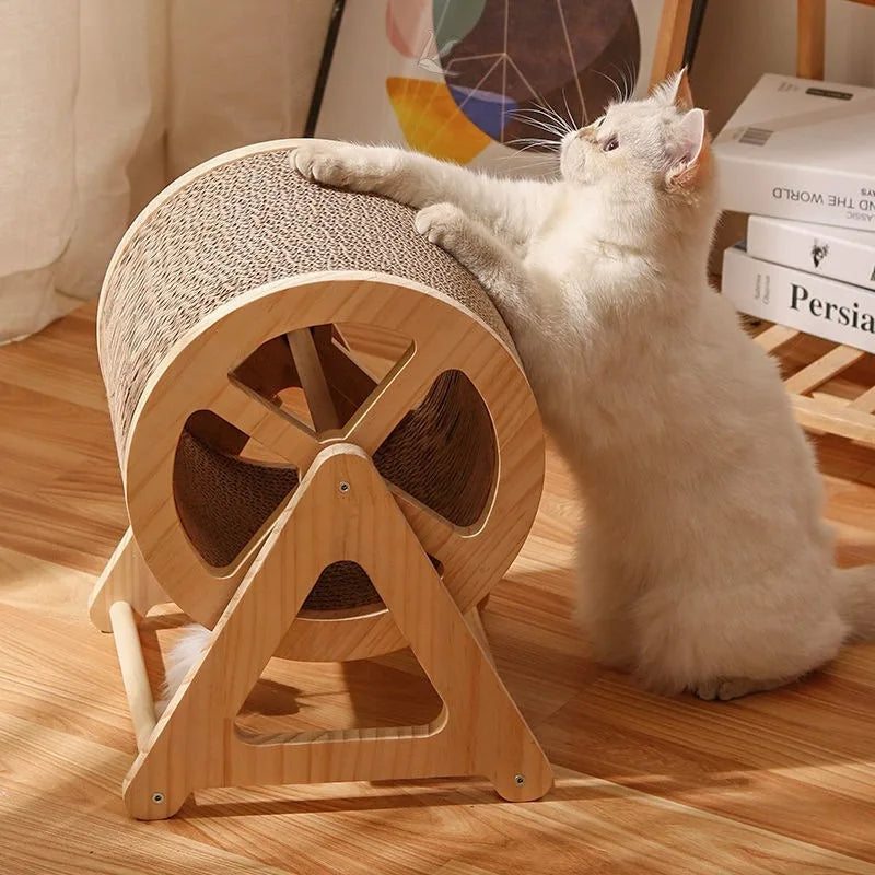 Roue d’activité pour chat en bois
