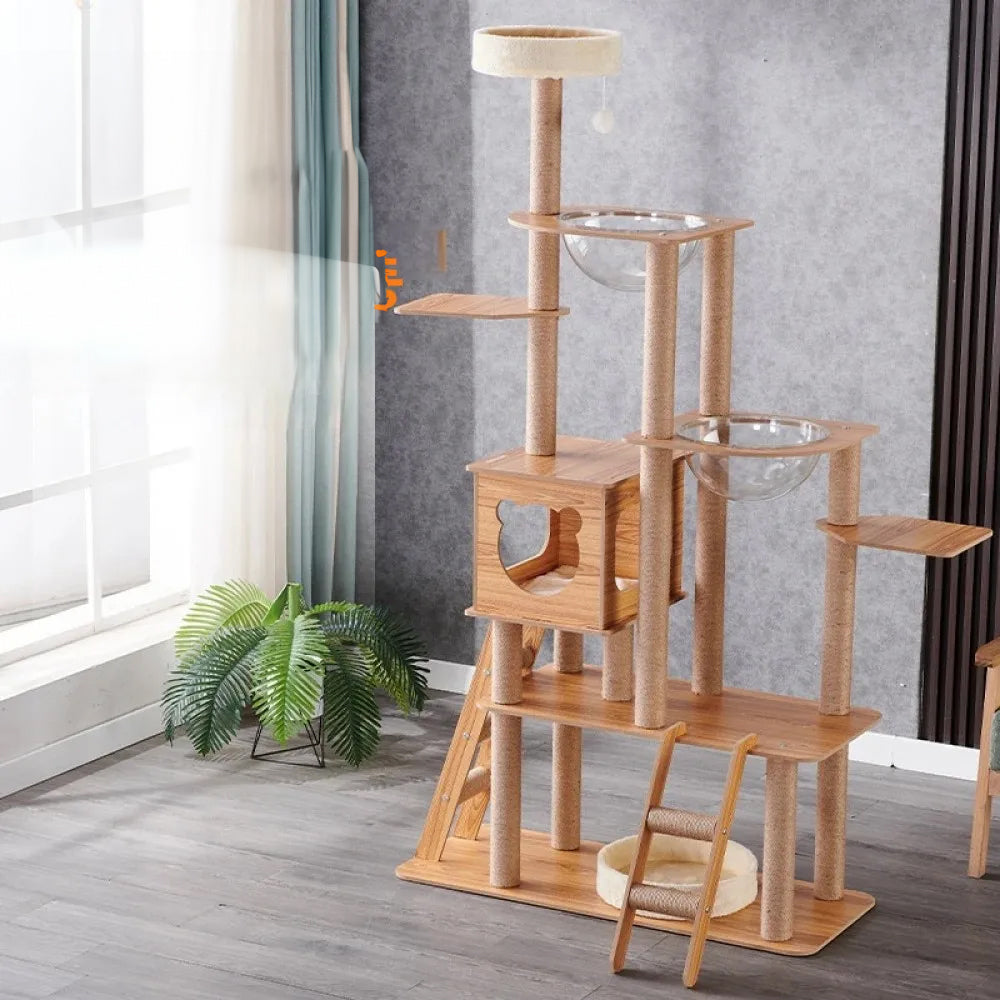 Arbre à chat en bois naturel